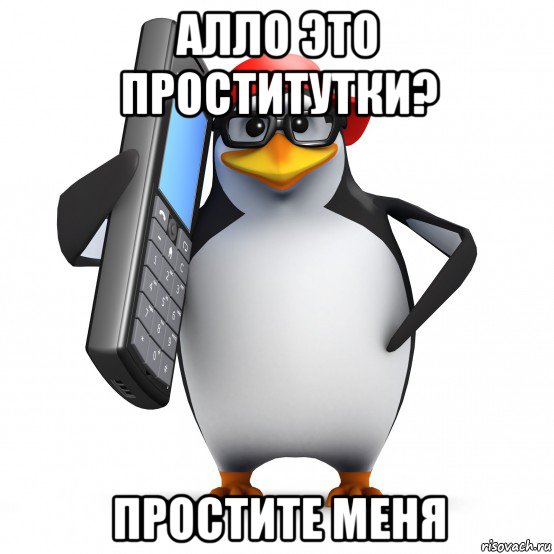 алло это проститутки? простите меня, Мем   Пингвин звонит