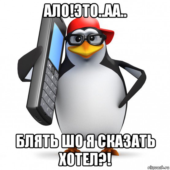 ало!это..аа.. блять шо я сказать хотел?!, Мем   Пингвин звонит