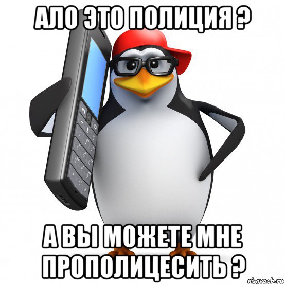 ало это полиция ? а вы можете мне прополицесить ?, Мем   Пингвин звонит