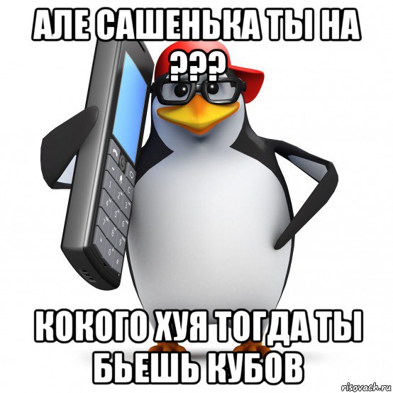 але сашенька ты на ??? кокого хуя тогда ты бьешь кубов, Мем   Пингвин звонит