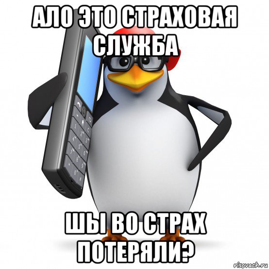 ало это страховая служба шы во страх потеряли?, Мем   Пингвин звонит