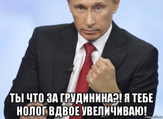  ты что за грудинина?! я тебе нолог вдвое увеличиваю!, Мем Путин показывает кулак