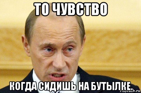 то чувство когда сидишь на бутылке., Мем путин