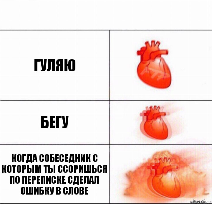 гуляю бегу когда собеседник с которым ты ссоришься по переписке сделал ошибку в слове