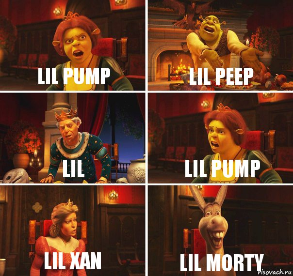 LIL PUMP LIL PEEP LIL LIL PUMP LIL XAN LIL MORTY, Комикс  Шрек Фиона Гарольд Осел