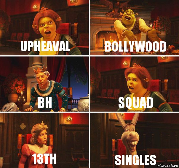 Upheaval Bollywood BH SQUAD 13th singles, Комикс  Шрек Фиона Гарольд Осел