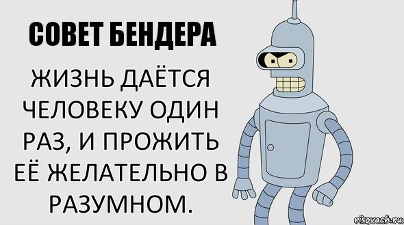 Жизнь даётся человеку один раз, и прожить её желательно в Разумном., Комикс Советы Бендера