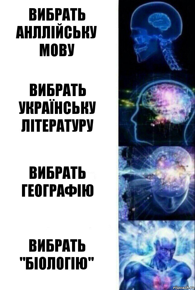 Вибрать Анллійську мову Вибрать Українську літературу Вибрать Географію Вибрать "БІОЛОГІЮ", Комикс  Сверхразум