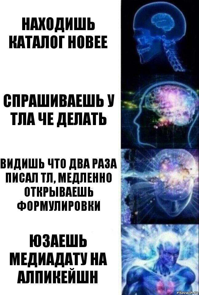 находишь каталог новее спрашиваешь у тла че делать видишь что два раза писал тл, медленно открываешь формулировки юзаешь медиадату на алпикейшн, Комикс  Сверхразум