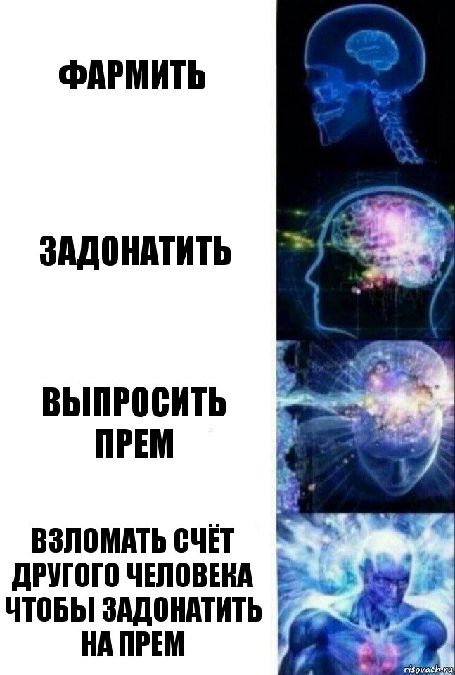 Фармить Задонатить Выпросить прем Взломать счёт другого человека чтобы задонатить на прем, Комикс  Сверхразум