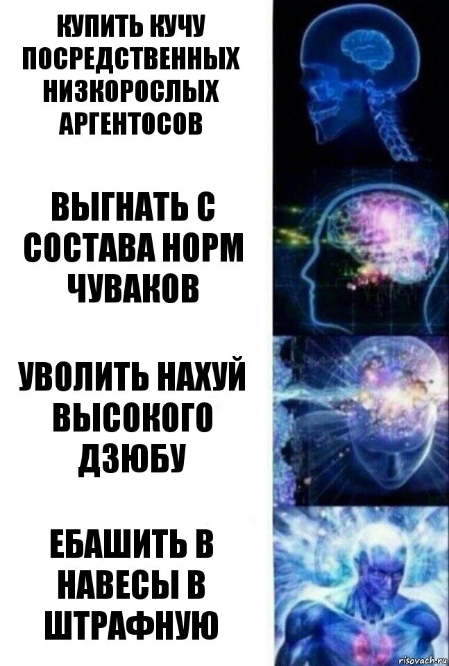 купить кучу посредственных низкорослых аргентосов выгнать с состава норм чуваков уволить нахуй высокого дзюбу ебашить в навесы в штрафную, Комикс  Сверхразум