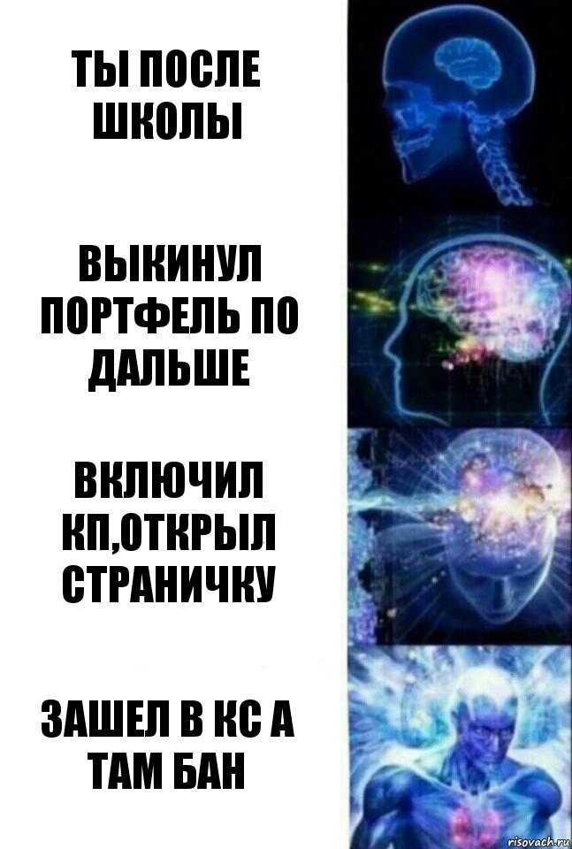 Ты после школы Выкинул портфель по дальше Включил кп,открыл страничку Зашел в кс а там бан, Комикс  Сверхразум