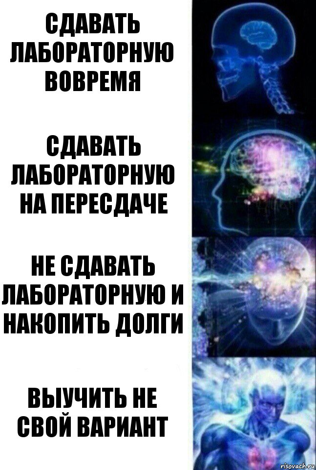 СДАВАТЬ ЛАБОРАТОРНУЮ ВОВРЕМЯ СДАВАТЬ ЛАБОРАТОРНУЮ НА ПЕРЕСДАЧЕ НЕ СДАВАТЬ ЛАБОРАТОРНУЮ И НАКОПИТЬ ДОЛГИ ВЫУЧИТЬ НЕ СВОЙ ВАРИАНТ, Комикс  Сверхразум