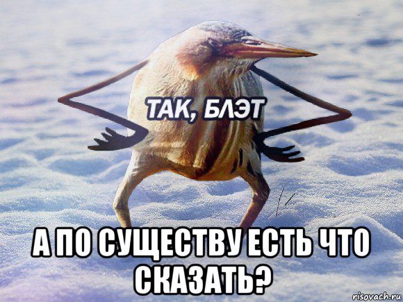  а по существу есть что сказать?, Мем  Так блэт птица с руками