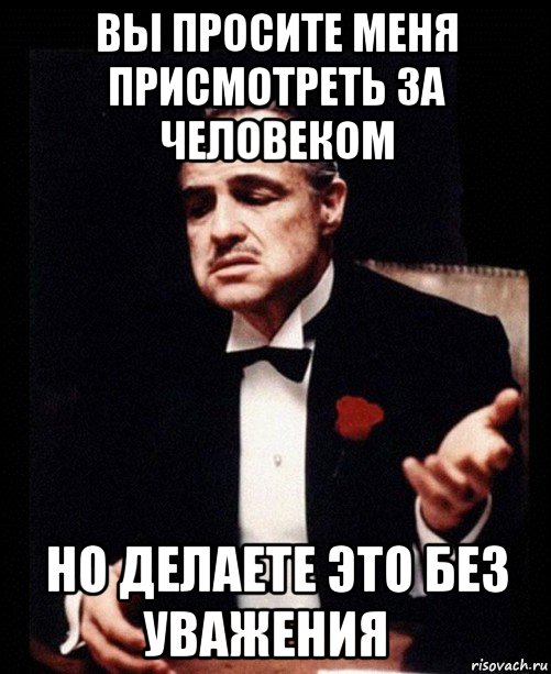 вы просите меня присмотреть за человеком но делаете это без уважения   , Мем ты делаешь это без уважения