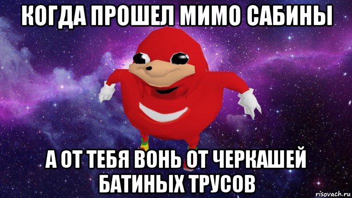 когда прошел мимо сабины а от тебя вонь от черкашей батиных трусов, Мем Угандский Наклз