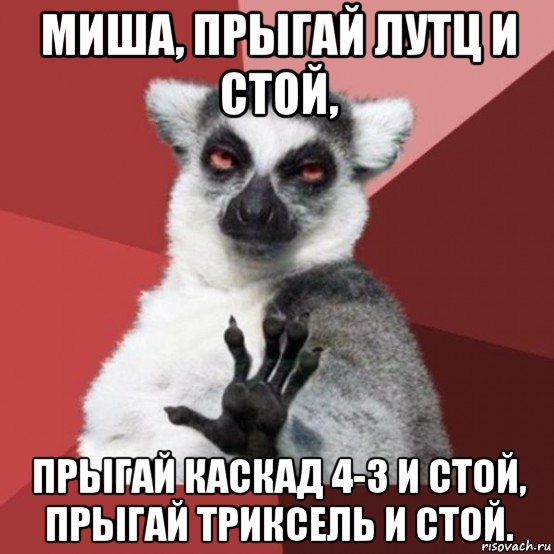 миша, прыгай лутц и стой, прыгай каскад 4-3 и стой, прыгай триксель и стой., Мем Узбагойзя