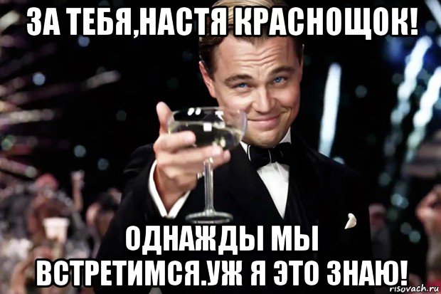 за тебя,настя краснощок! однажды мы встретимся.уж я это знаю!, Мем Великий Гэтсби (бокал за тех)