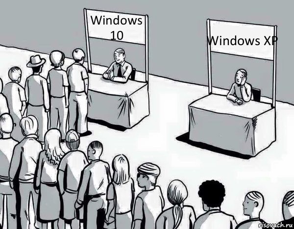 Windows 10 Windows XP, Комикс Два пути
