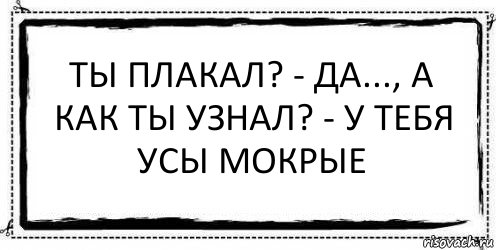 Ты плакал? - Да..., а как ты узнал? - У тебя усы мокрые , Комикс Асоциальная антиреклама