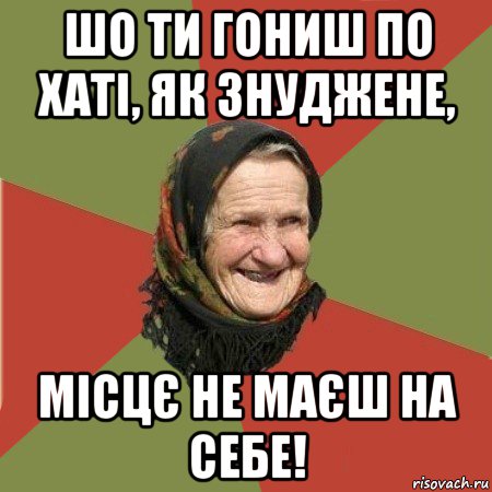 шо ти гониш по хаті, як знуджене, місцє не маєш на себе!, Мем  Бабушка