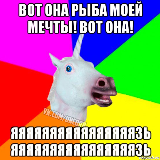 вот она рыба моей мечты! вот она! яяяяяяяяяяяяяяяязь яяяяяяяяяяяяяяяязь, Мем Единорог Социофоб