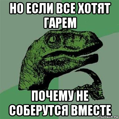 но если все хотят гарем почему не соберутся вместе, Мем Филосораптор