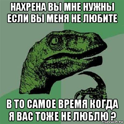 нахрена вы мне нужны если вы меня не любите в то самое время когда я вас тоже не люблю ?, Мем Филосораптор