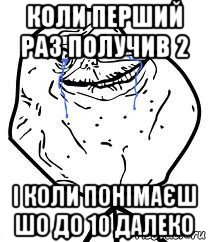 коли перший раз получив 2 і коли понімаєш шо до 10 далеко, Мем Forever Alone