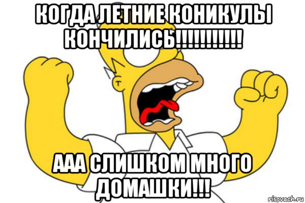 когда летние коникулы кончились!!!!!!!!!!! ааа слишком много домашки!!!, Мем Разъяренный Гомер