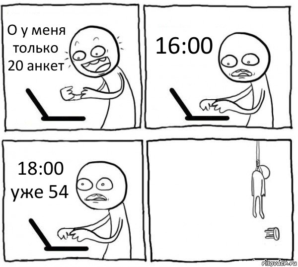 О у меня только 20 анкет 16:00 18:00 уже 54 , Комикс интернет убивает