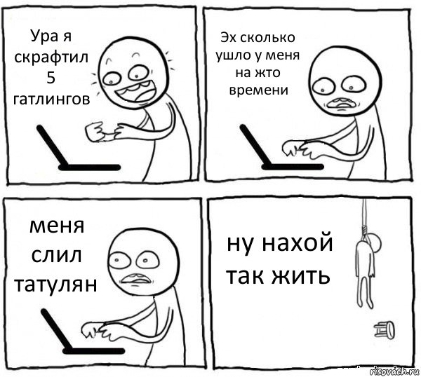 Ура я скрафтил 5 гатлингов Эх сколько ушло у меня на жто времени меня слил татулян ну нахой так жить, Комикс интернет убивает