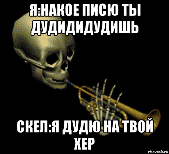 я:накое писю ты дудидидудишь скел:я дудю на твой хер, Мем Мистер дудец