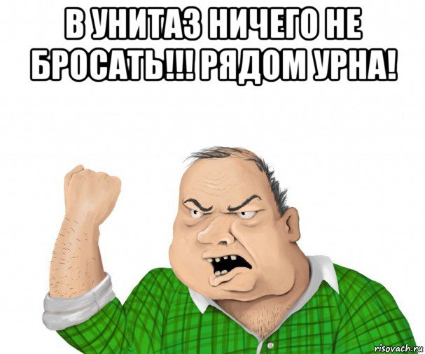 в унитаз ничего не бросать!!! рядом урна! , Мем мужик