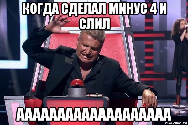 когда сделал минус 4 и слил ааааааааааааааааааа, Мем   Отчаянный Агутин