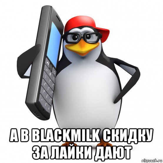  а в blackmilk скидку за лайки дают, Мем   Пингвин звонит