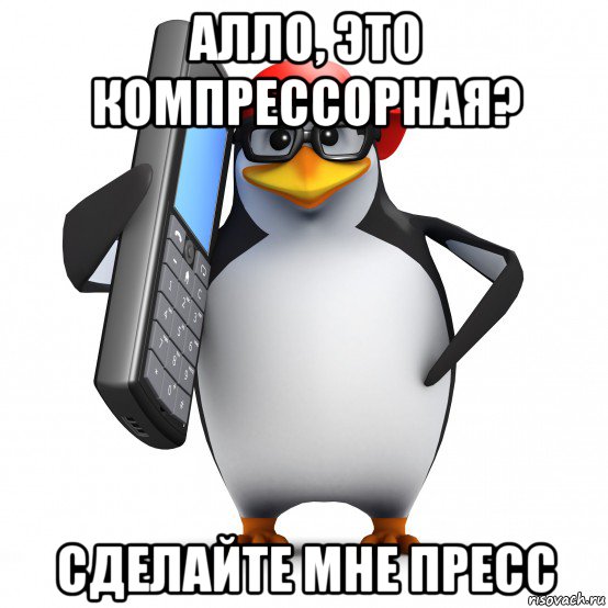 алло, это компрессорная? сделайте мне пресс, Мем   Пингвин звонит