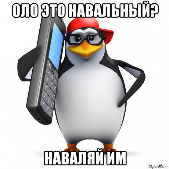 оло это навальный? наваляй им, Мем   Пингвин звонит