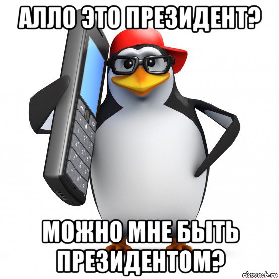 алло это президент? можно мне быть президентом?, Мем   Пингвин звонит