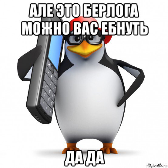 але это берлога можно вас ебнуть да да, Мем   Пингвин звонит