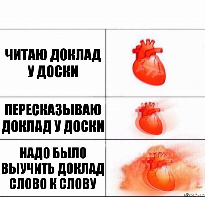 читаю доклад у доски пересказываю доклад у доски надо было выучить доклад слово к слову, Комикс  Расширяюшее сердце