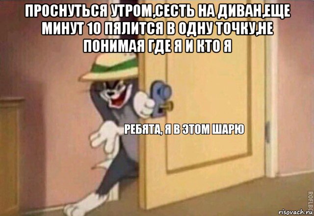 проснуться утром,сесть на диван,еще минут 10 пялится в одну точку,не понимая где я и кто я , Мем    Ребята я в этом шарю