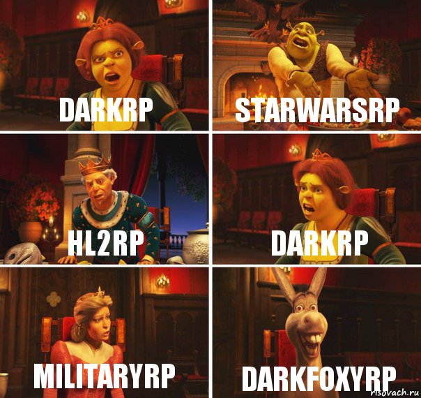 DarkRP StarWarsRP HL2RP DarkRP MilitaryRP DarkFoxyRP, Комикс  Шрек Фиона Гарольд Осел