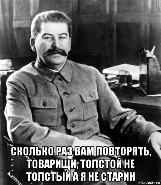  сколько раз вам повторять, товарищи, толстой не толстый а я не старин, Мем  иосиф сталин