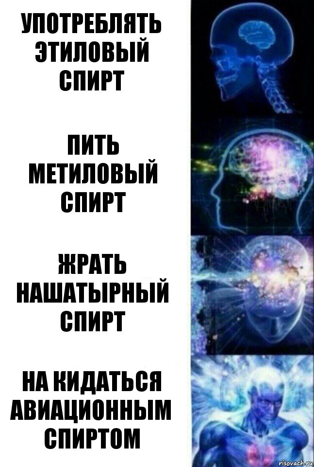 употреблять этиловый спирт пить метиловый спирт жрать нашатырный спирт на кидаться авиационным спиртом, Комикс  Сверхразум