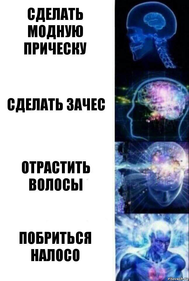 Сделать модную прическу Сделать зачес Отрастить волосы Побриться налосо, Комикс  Сверхразум