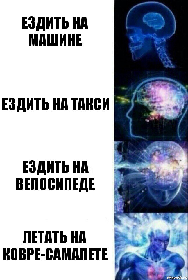 Ездить на машине Ездить на такси Ездить на велосипеде Летать на ковре-самалете, Комикс  Сверхразум