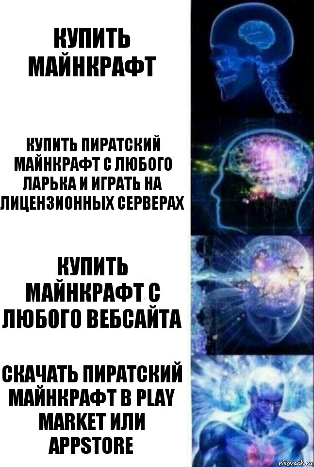 Купить Майнкрафт Купить пиратский майнкрафт с любого ларька и играть на лицензионных серверах Купить майнкрафт с любого вебсайта Скачать пиратский майнкрафт в Play Market или Appstore, Комикс  Сверхразум