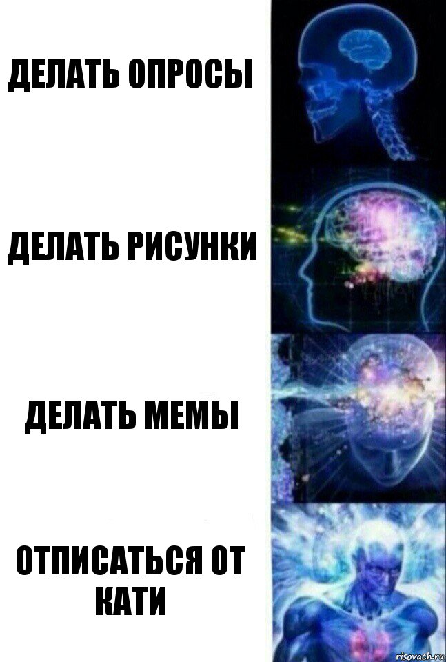 делать опросы Делать рисунки делать мемы Отписаться от Кати, Комикс  Сверхразум