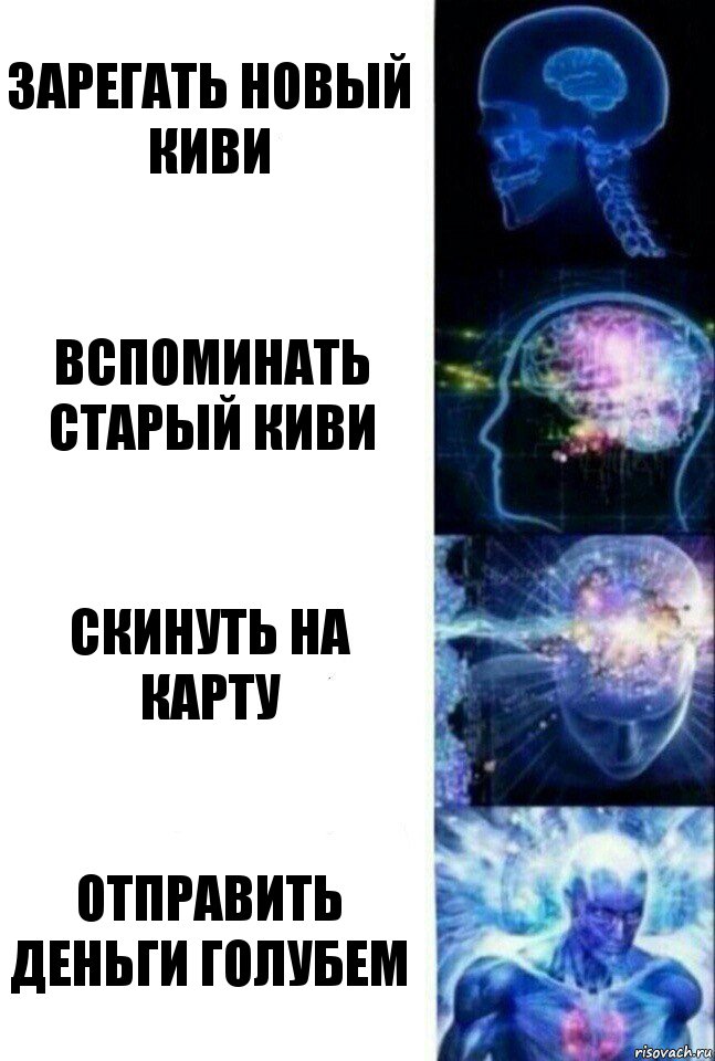 Зарегать новый киви Вспоминать старый киви скинуть на карту отправить деньги голубем, Комикс  Сверхразум